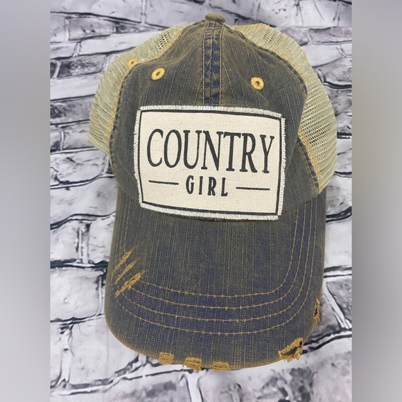 Country Girl Vintage Distressed Trucker Y2K Hat - Picture 1 of 6